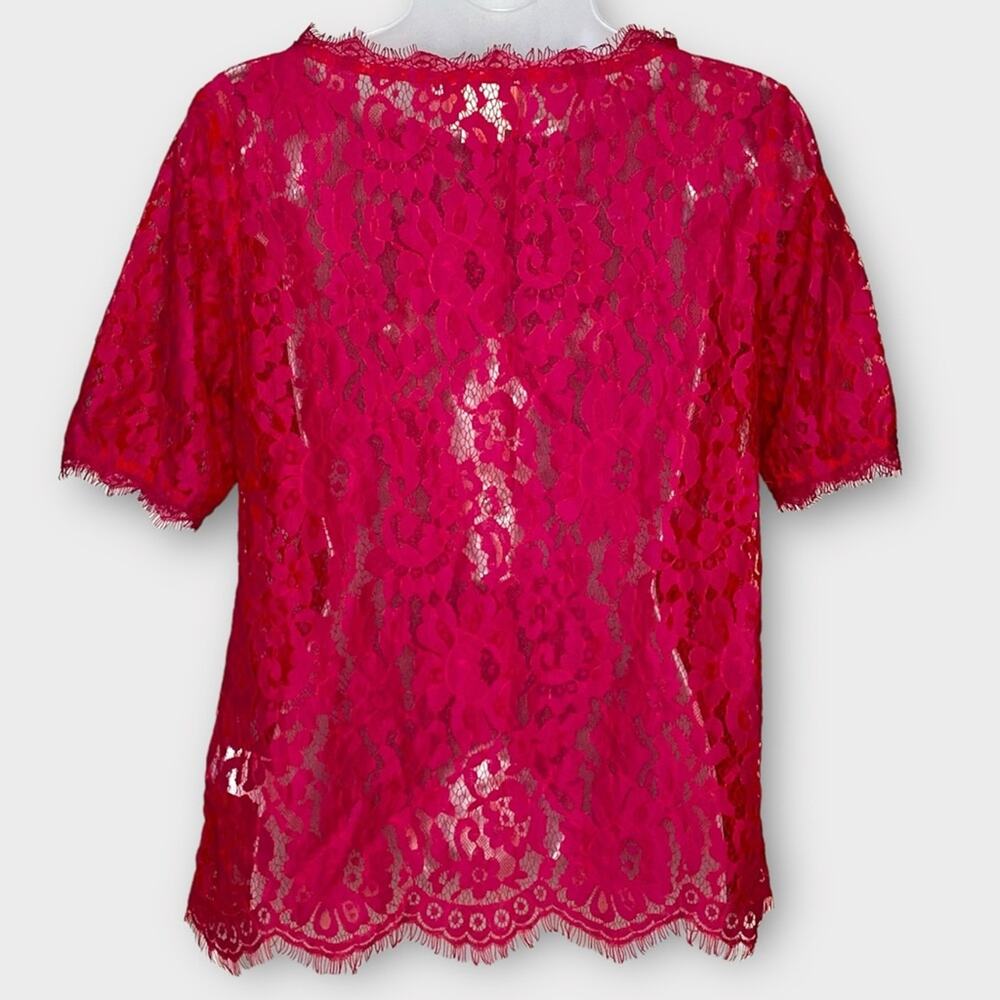 ANTHROPOLOGIE Vanessa Virginia Hot Pink Lace Top XS Romantic Feminine - Picture 3 of 5